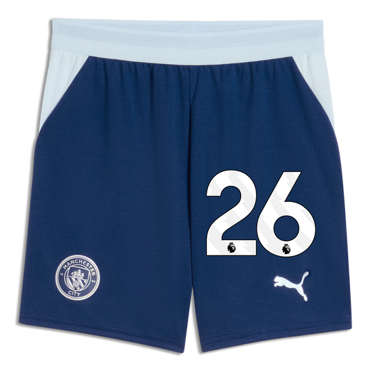 Kids' Manchester City Football Shorts 2026/27 With #26 - Blue Jewel-Icy Blue