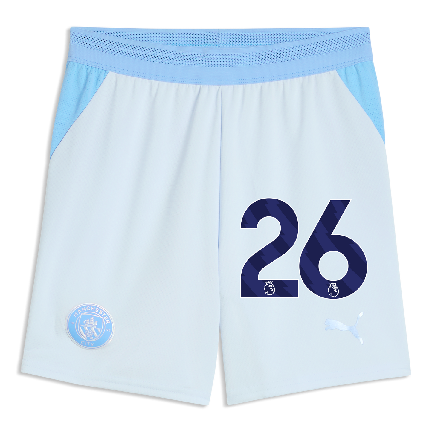 Kids' Manchester City Football Shorts 2026/27 With #26 - Icy Blue-Team Light Blue
