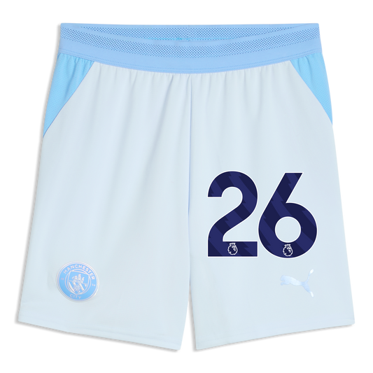 Kids' Manchester City Football Shorts 2026/27 With #26 - Icy Blue-Team Light Blue