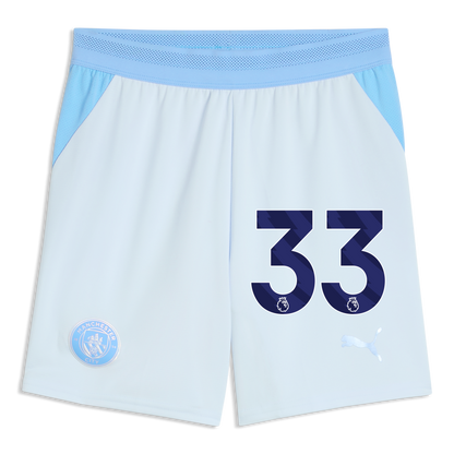 Kids' Manchester City Football Shorts 2026/27 With #33 - Icy Blue-Team Light Blue