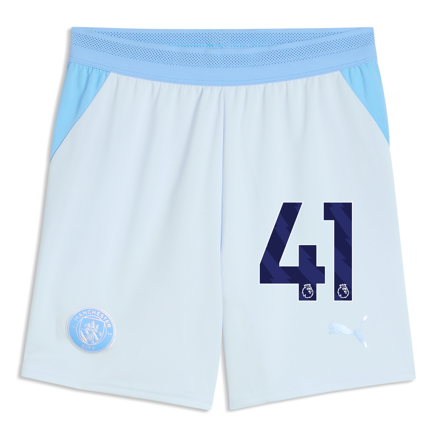 Kids' Manchester City Football Shorts 2026/27 With #41 - Icy Blue-Team Light Blue