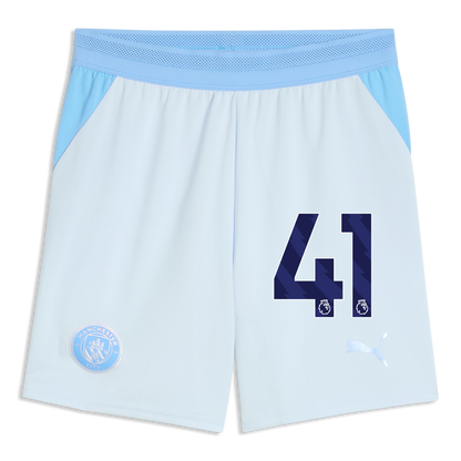 Kids' Manchester City Football Shorts 2026/27 With #41 - Icy Blue-Team Light Blue