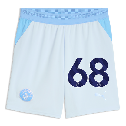 Kids' Manchester City Football Shorts 2026/27 With #68 - Icy Blue-Team Light Blue