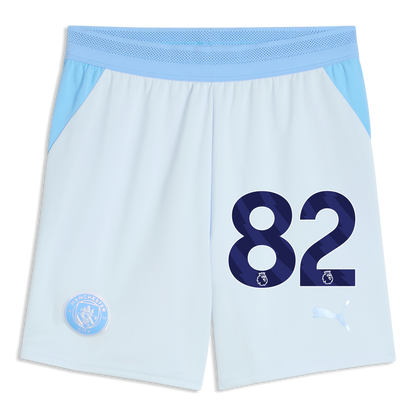 Kids' Manchester City Football Shorts 2026/27 With #82 - Icy Blue-Team Light Blue