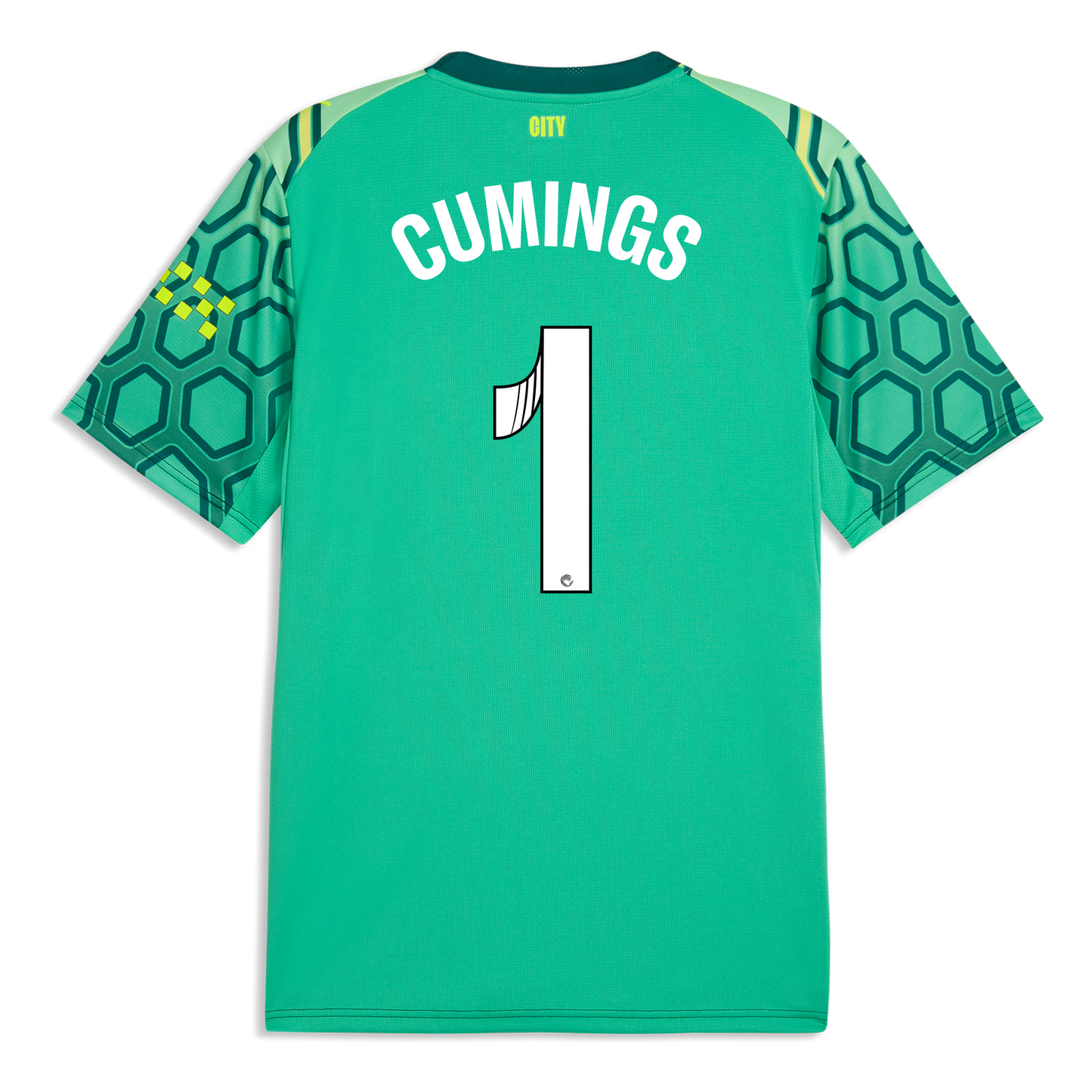 Manchester City Goalkeeper Jersey 2026/27 With CUMINGS 1 Printing - Vibrant Green-Varsity Green