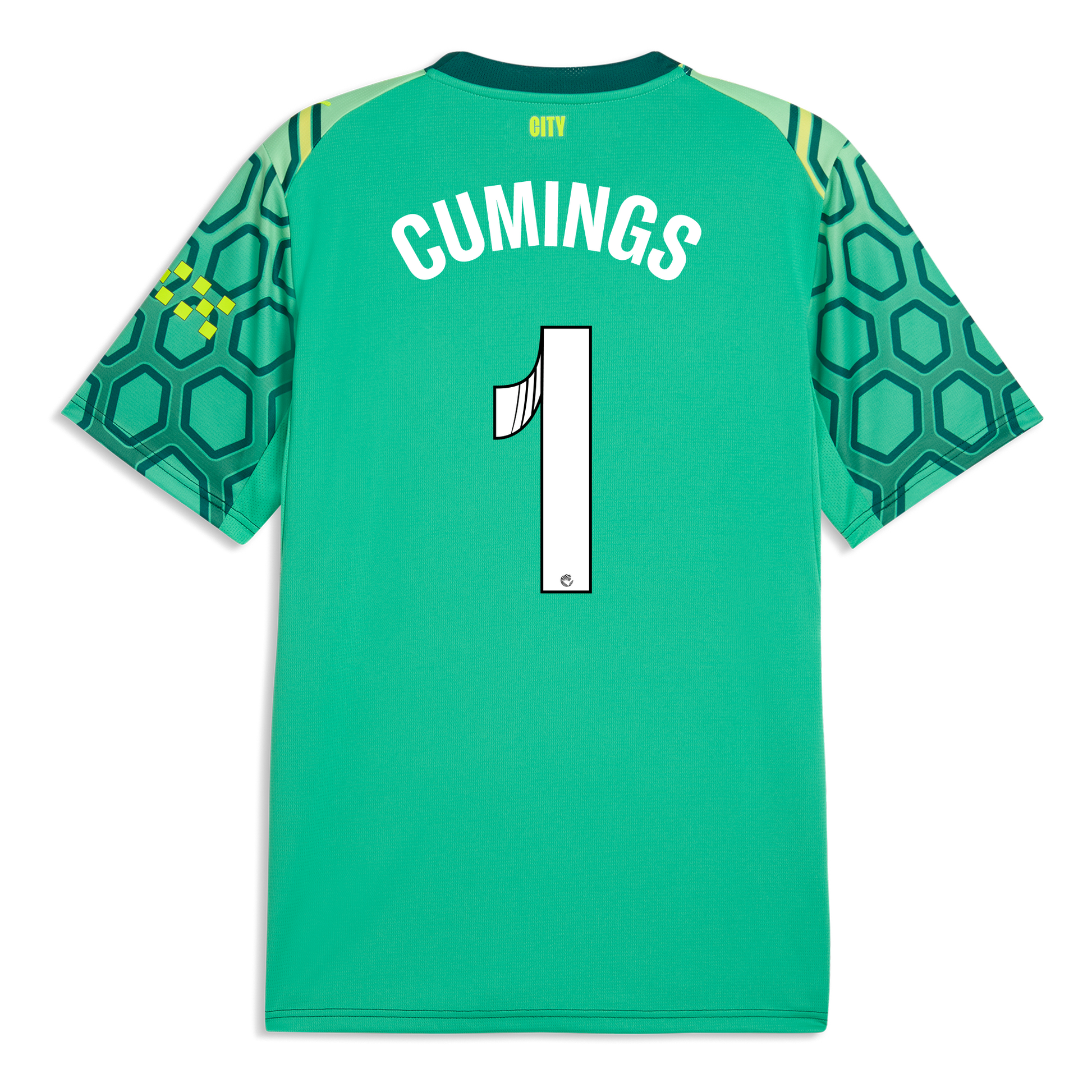 Manchester City Goalkeeper Jersey 2026/27 With CUMINGS 1 Printing - Vibrant Green-Varsity Green
