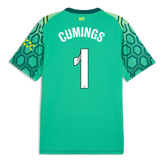 Manchester City Goalkeeper Jersey 2026/27 With CUMINGS 1 Printing - Vibrant Green-Varsity Green