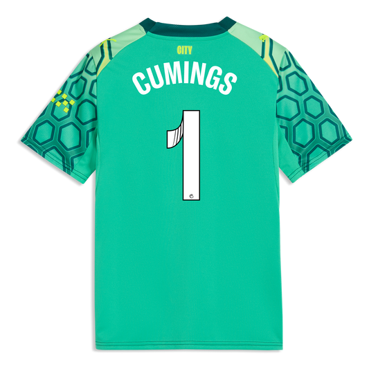 Women's Manchester City Goalkeeper Jersey 2025/26 With CUMINGS 1 Printing - Vibrant Green-Varsity Green
