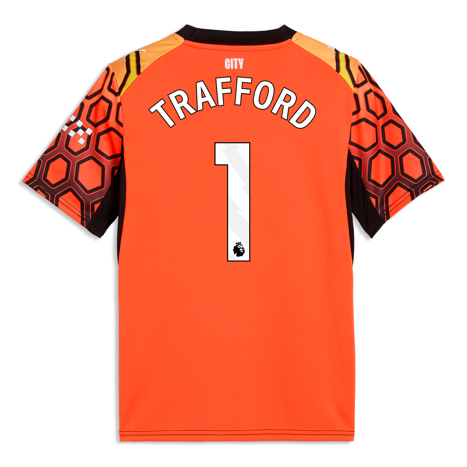 Kids' Manchester City Goalkeeper Jersey 2026/27 With TRAFFORD 1 Printing - Hot Heat-PUMA Black