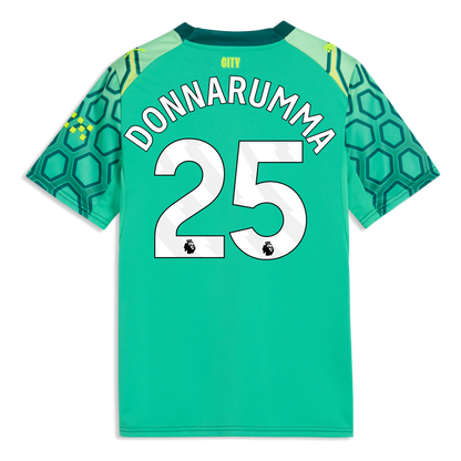 Kids' Manchester City Goalkeeper Jersey 2026/27 With DONNARUMMA 25 Printing - Vibrant Green-Varsity Green