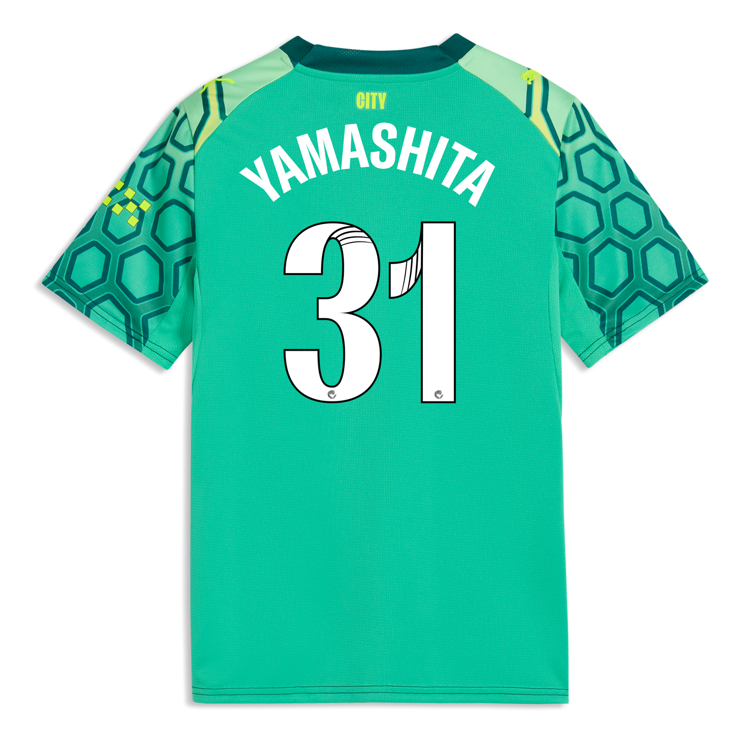 Kids' Manchester City Goalkeeper Jersey 2026/27 With YAMASHITA 31 Printing - Vibrant Green-Varsity Green