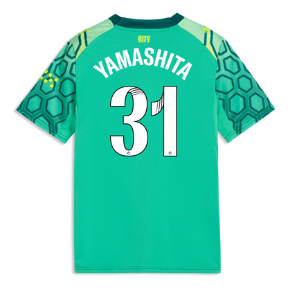 Kids' Manchester City Goalkeeper Jersey 2026/27 With YAMASHITA 31 Printing - Vibrant Green-Varsity Green