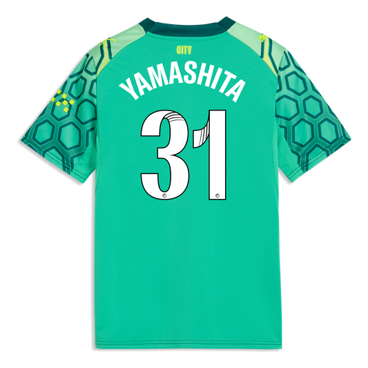 Kids' Manchester City Goalkeeper Jersey 2026/27 With YAMASHITA 31 Printing - Vibrant Green-Varsity Green