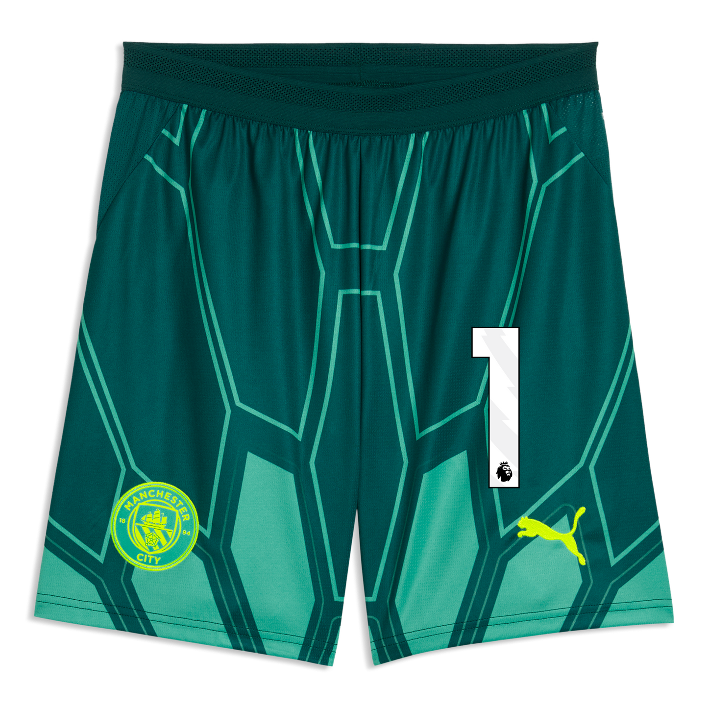 Manchester City Goalkeeper Shorts 2026/27 With #1 - Vibrant Green-Varsity Green