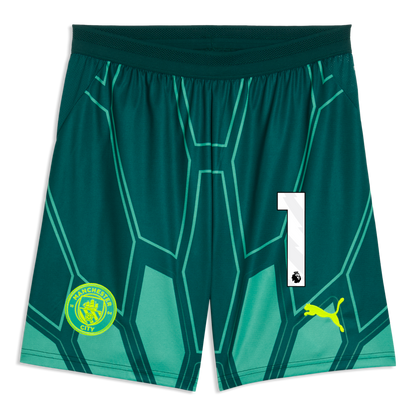 Manchester City Goalkeeper Shorts 2026/27 With #1 - Vibrant Green-Varsity Green