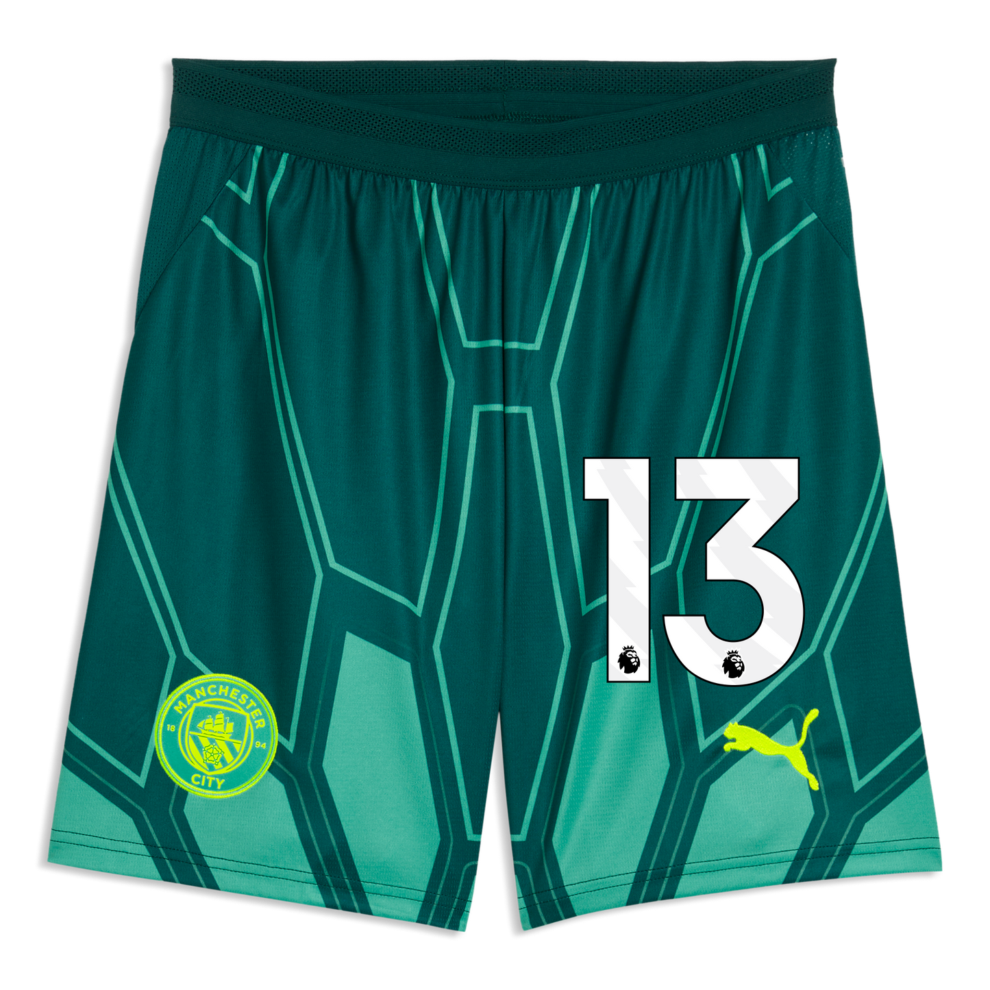 Manchester City Goalkeeper Shorts 2026/27 With #13 - Vibrant Green-Varsity Green