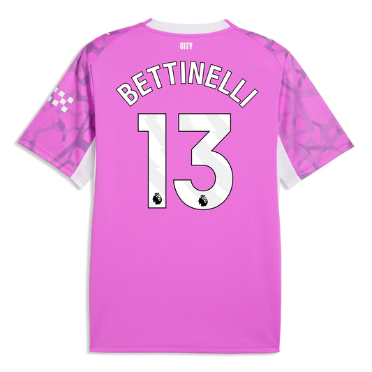 Manchester City Goalkeeper Jersey 2026/27 With BETTINELLI 13 Printing - Electric Orchid-PUMA White
