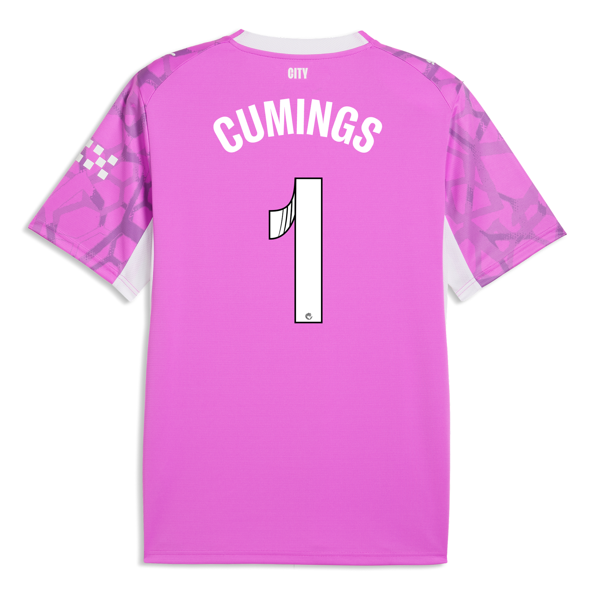 Manchester City Goalkeeper Jersey 2026/27 With CUMINGS 1 Printing - Electric Orchid-PUMA White