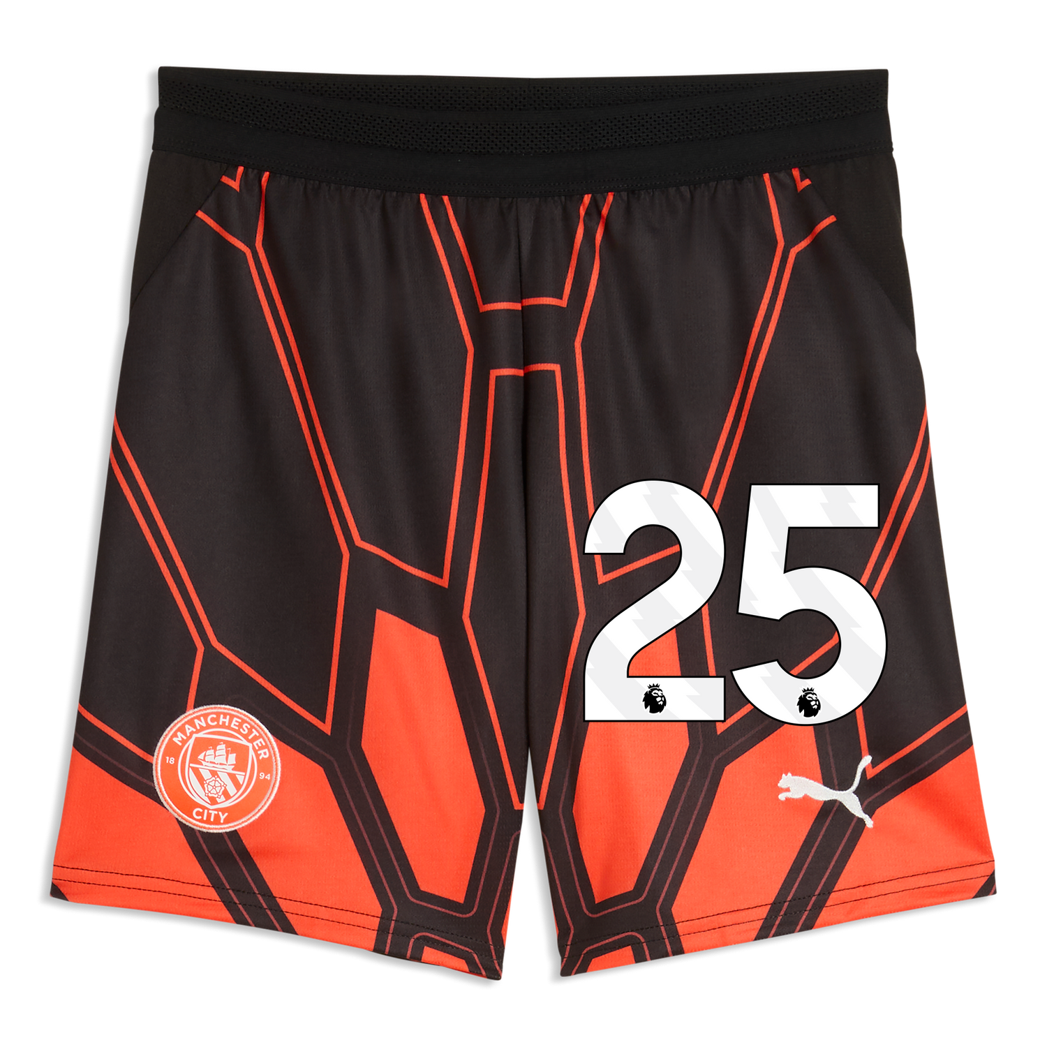 Kids' Manchester City Goalkeeper Shorts 2026/27 With #25 - Hot Heat-PUMA Black