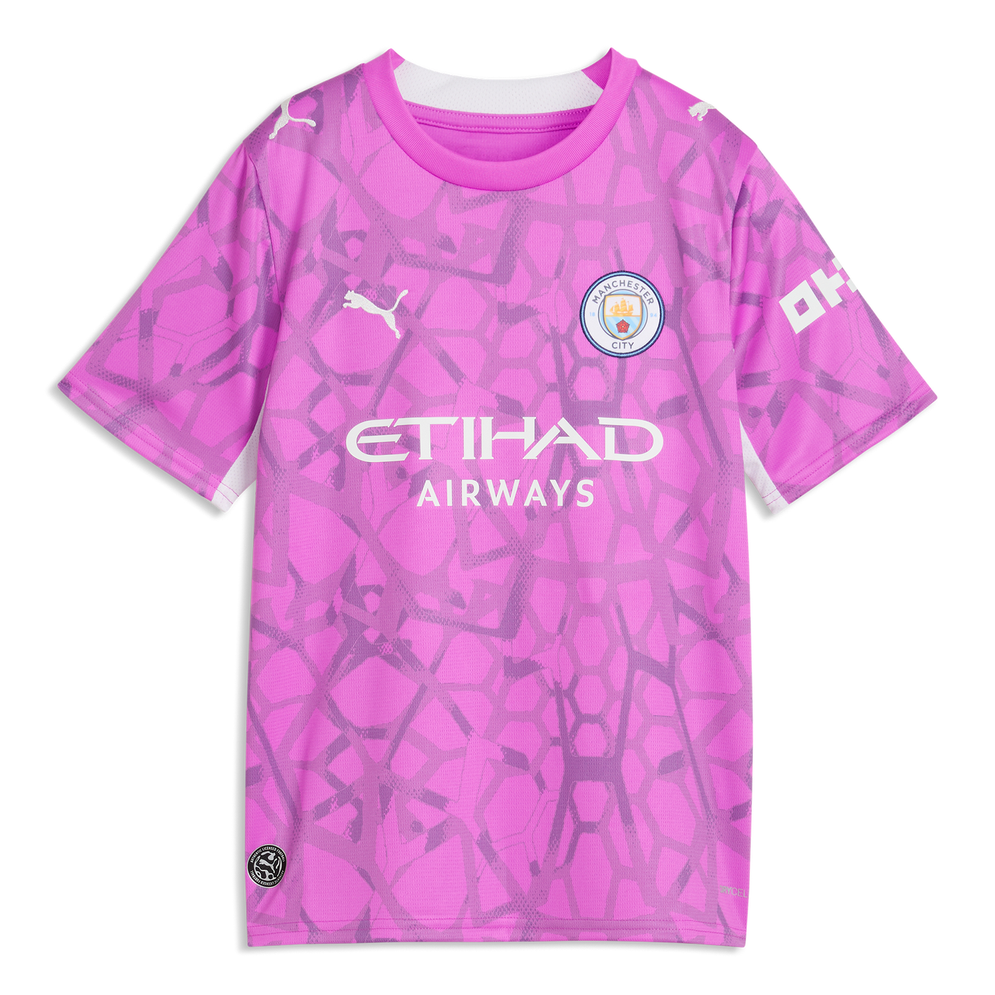 Kids' Manchester City Goalkeeper Jersey 2026/27 With CUMINGS 1 Printing - Electric Orchid-PUMA White