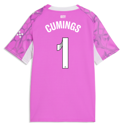 Kids' Manchester City Goalkeeper Jersey 2026/27 With CUMINGS 1 Printing - Electric Orchid-PUMA White