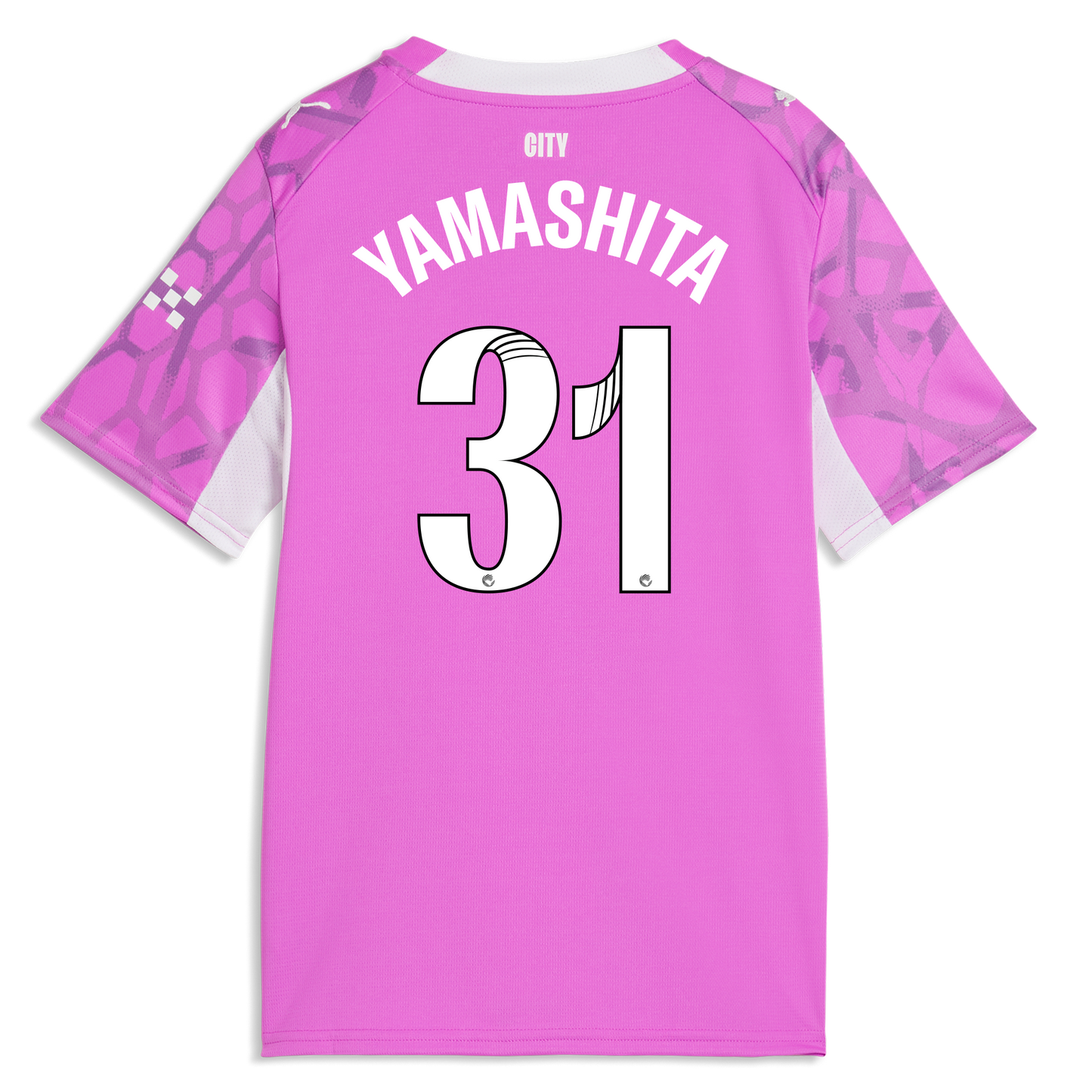 Kids' Manchester City Goalkeeper Jersey 2026/27 With YAMASHITA 31 Printing - Electric Orchid-PUMA White