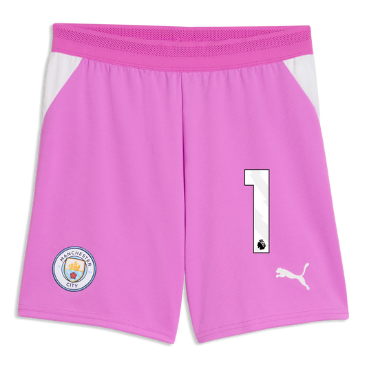 Kids' Manchester City Goalkeeper Shorts 2026/27 With #1 - Electric Orchid-PUMA White