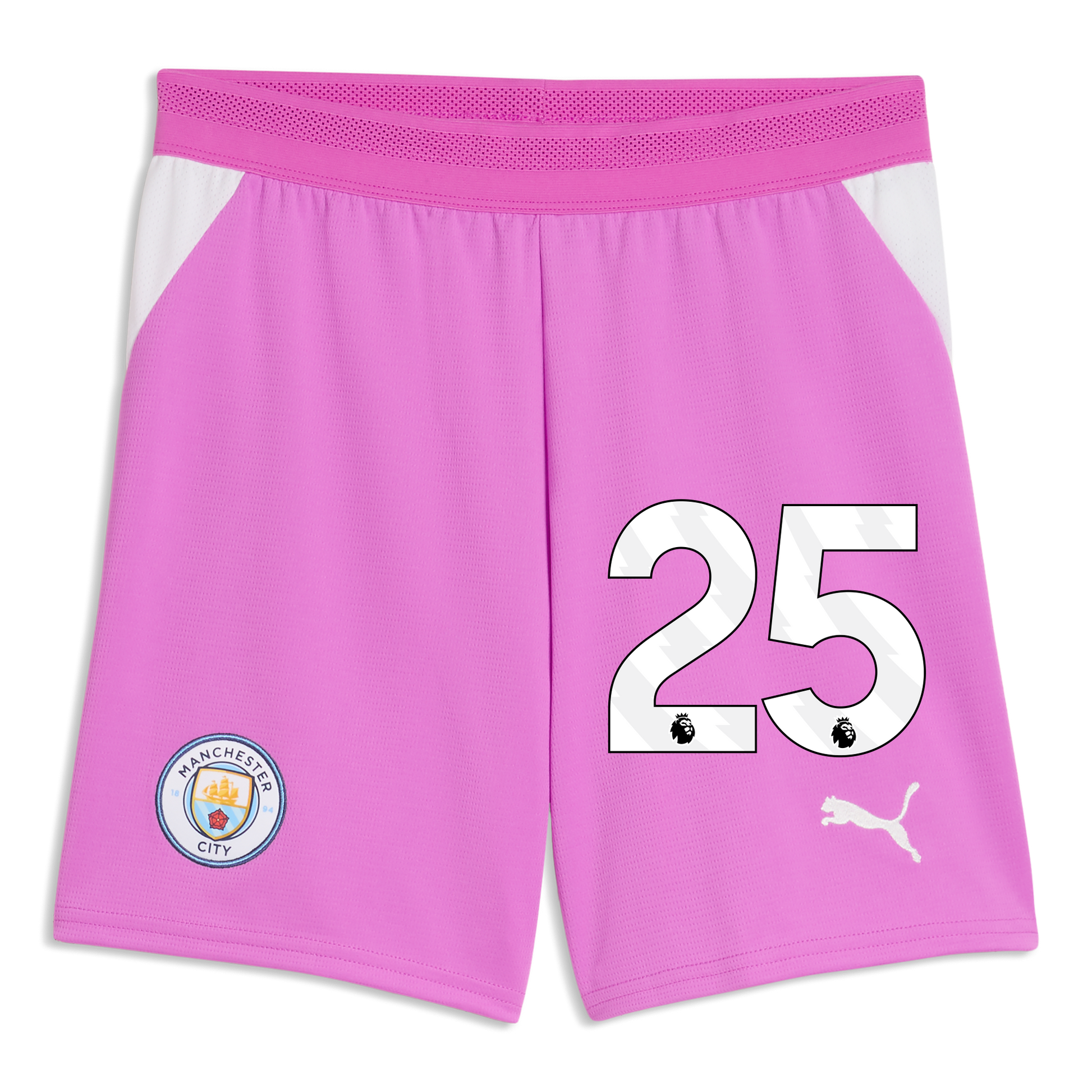 Kids' Manchester City Goalkeeper Shorts 2026/27 With #25 - Electric Orchid-PUMA White