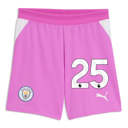 Kids' Manchester City Goalkeeper Shorts 2026/27 With #25 - Electric Orchid-PUMA White