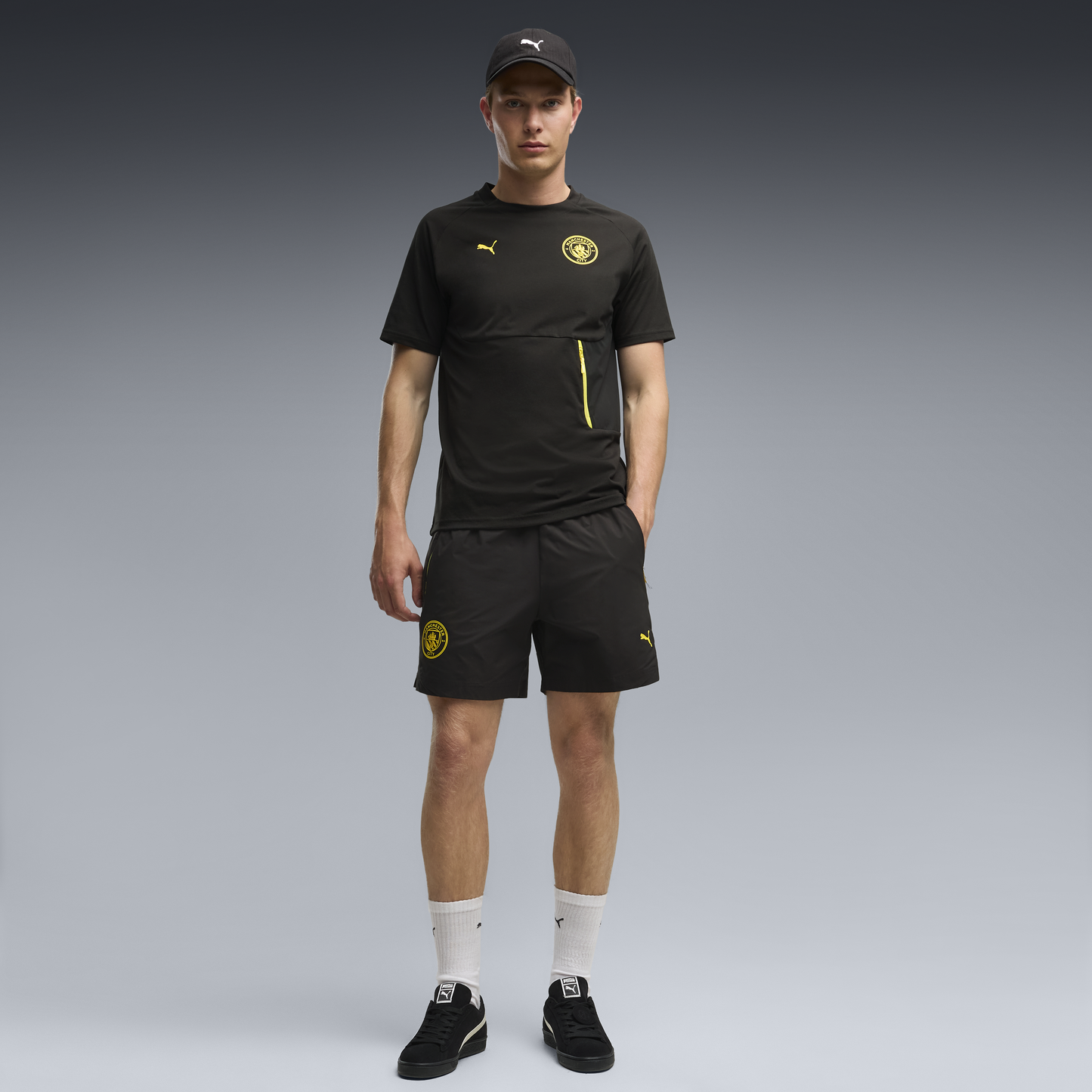 Manchester City PUMATECH Woven Shorts 2026/27 - PUMA Black-Yellow Blaze