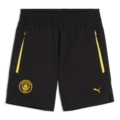 Kids' Manchester City PUMATECH Woven Shorts 2026/27 - PUMA Black-Yellow Blaze